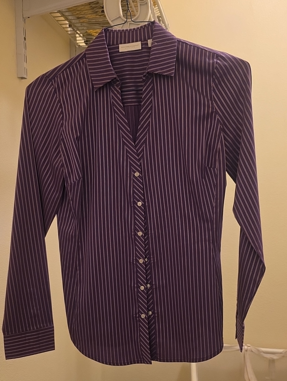 Women's Purple Striped Button-Up Shirt